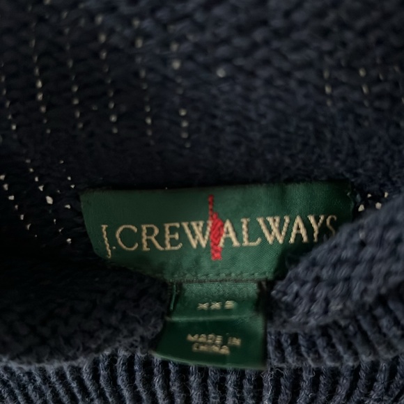 J. Crew Always - Cotton Striped Roll Neck Knit Sweater Size XXS Navy & White - Picture 2 of 3